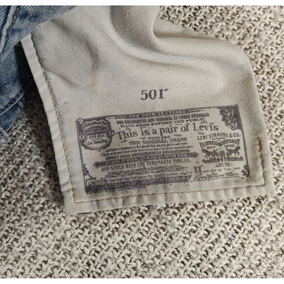 Levi's 501 Button Fly Jeans Men's 36x27 (Tag 36x30)Distressed Light Straight Leg - Picture 11 of 16